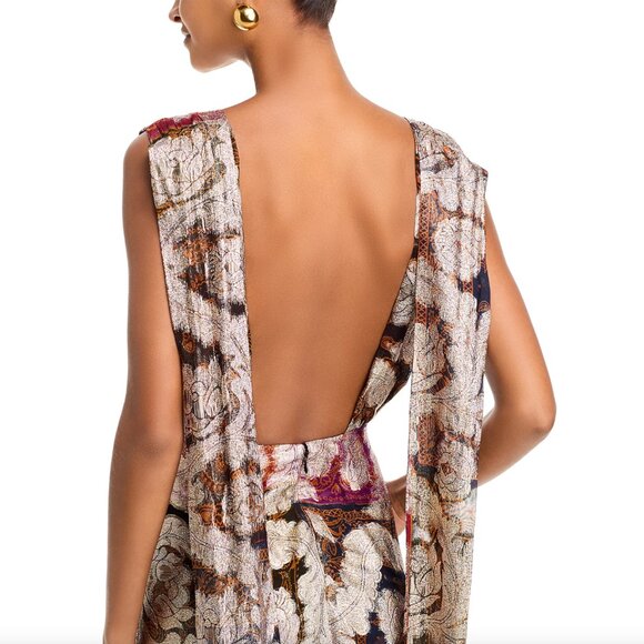 FARM Rio Metallic Plunging V-neck Maxi Dress, Red/Gold/Black, Size XL, NWT 🇧🇷 - Picture 5 of 16